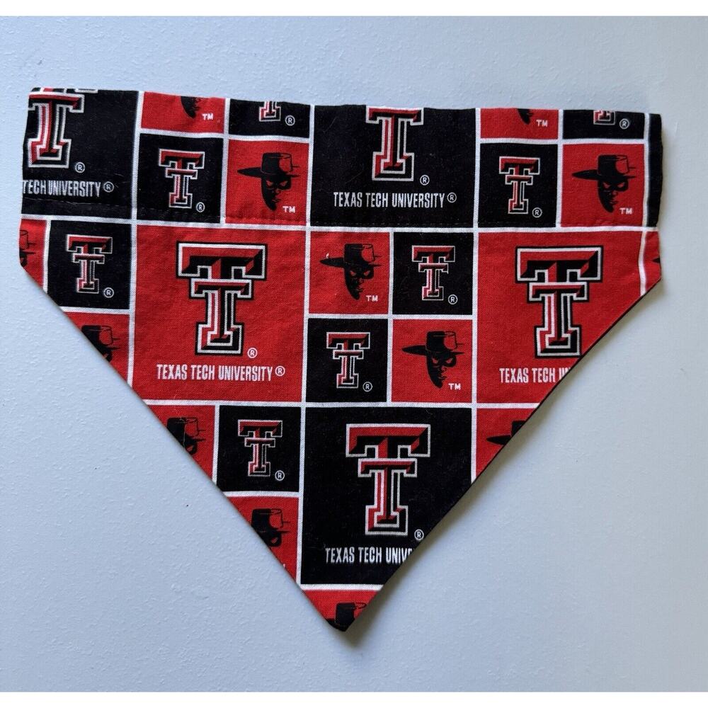 Pet Dog Bandanna Texas Tech University Red Raiders Over Collar Red/Bl Scarf USA